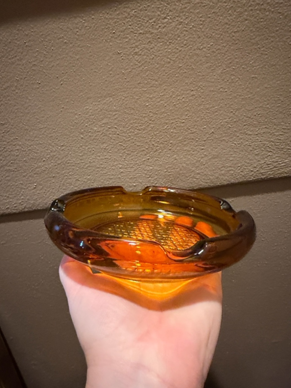 Amber Colored Glass Ashtray Four Holders Vintage MCM mid century modern - Picture 3 of 5